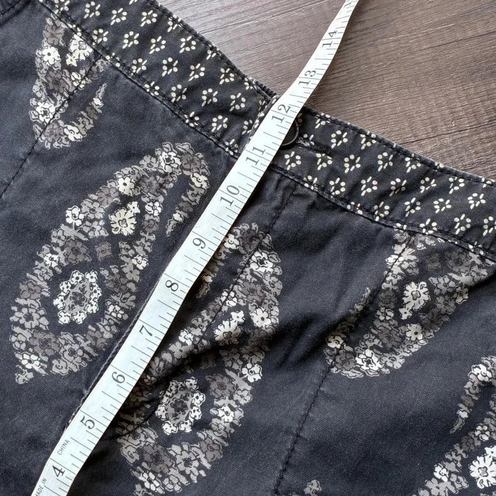 Knox‎ Rose Paisley Boho Shorts L Grey Cotton Lyocell Festival Cottagecore